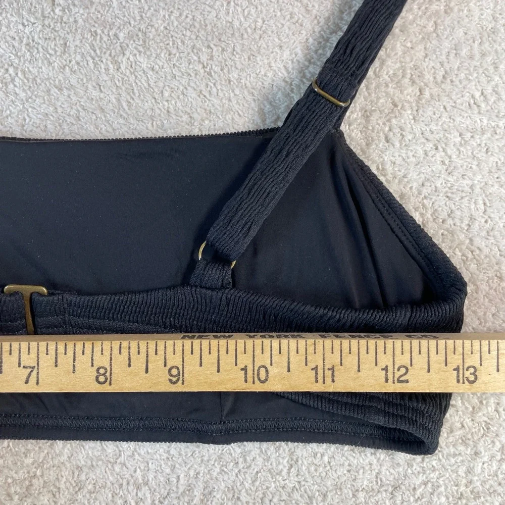 faherty bandeau bikini top crinkled black S eco-conscious quiet luxury swimwear
